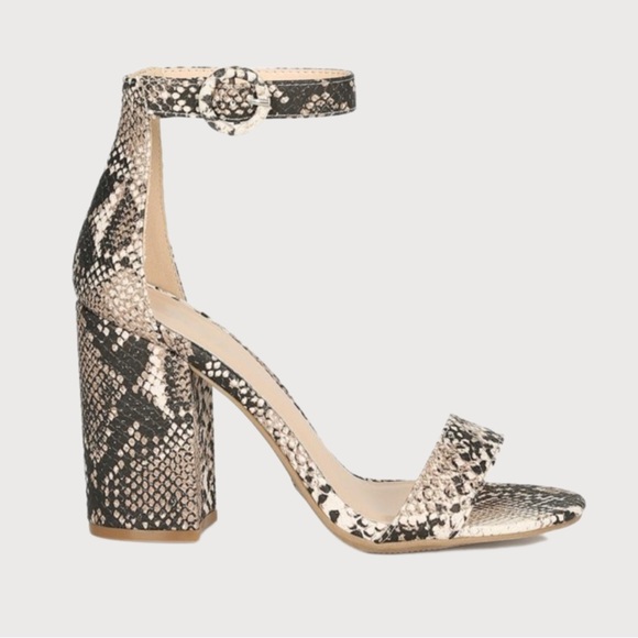 Faux Snakeskin Strappy Block heel - Picture 4 of 10